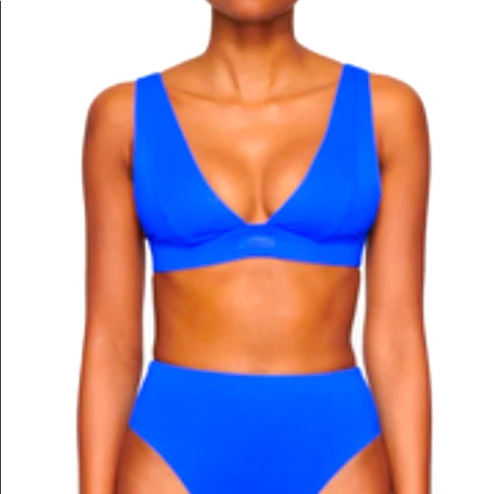 Skims Swim Plunge Bikini Top Cobalt Blue XL